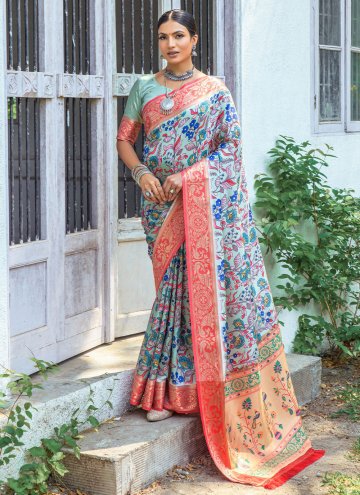 Multi Colour color Border Banarasi Designer Saree