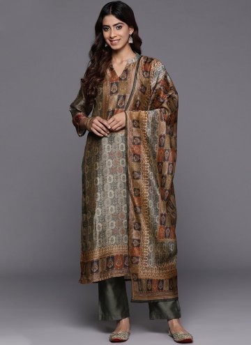 Multi Colour color Chanderi Silk Salwar Suit with Digital Print