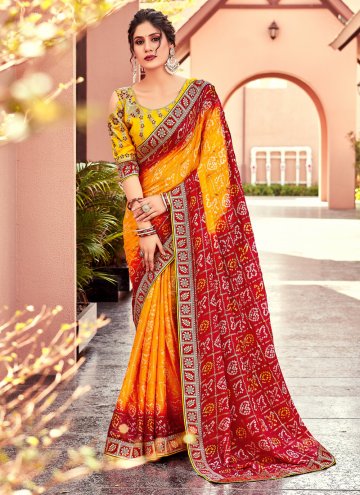 Multi Colour color Chiffon Trendy Saree with Bandh