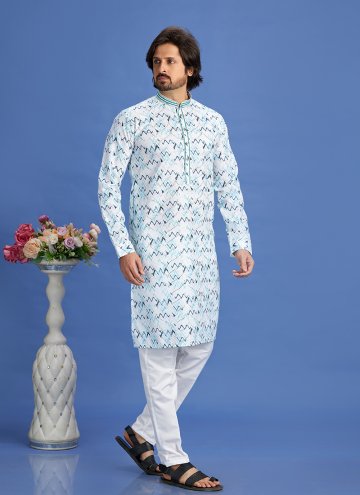 Multi Colour color Cotton  Kurta Pyjama with Digit