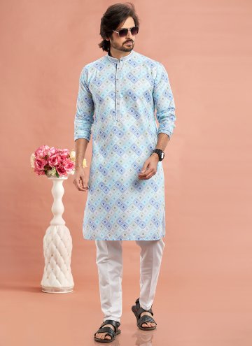 Multi Colour color Cotton  Kurta Pyjama with Digital Print