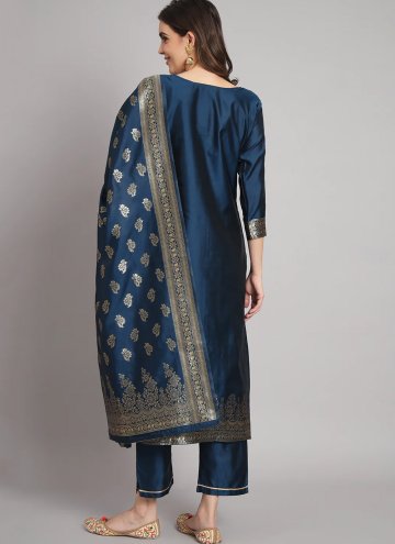 Multi Colour Cotton Silk Jacquard Work Salwar Suit for Festival