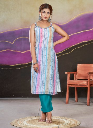Multi Colour Designer Kurti in Chanderi Silk with 