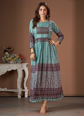 Multi Colour Muslin Embroidered Party Wear Kurti for Ceremonial