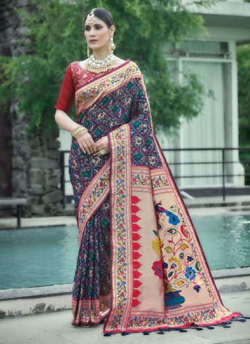 Multi Colour Trendy Saree in Patola Silk with Pato