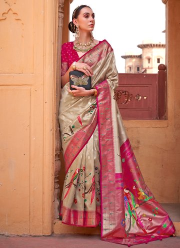 Multi Colour Trendy Saree in Silk with Lace