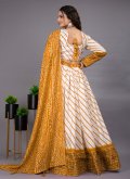 Mustard A Line Lehenga Choli in Cotton  with Foil Print - 2