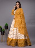 Mustard A Line Lehenga Choli in Cotton  with Foil Print - 3