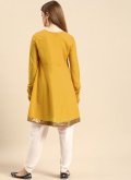 Mustard color Rayon Casual Kurti with Embroidered - 1