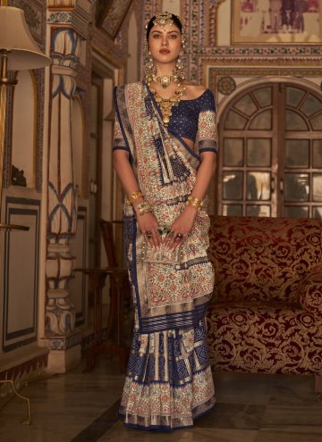 Navy Blue Classic Designer Saree in Silk with Digi