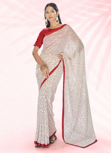 Off White color Georgette Contemporary Saree with 
