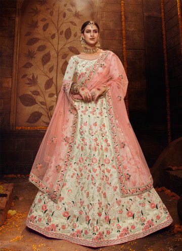Off White Georgette Embroidered Bollywood Lehenga Choli for Engagement