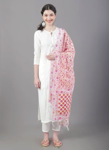 Off White Rayon Plain Work Trendy Salwar Kameez for Casual