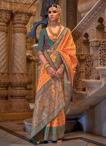 Orange Classic Designer Saree in Silk with Jacquar