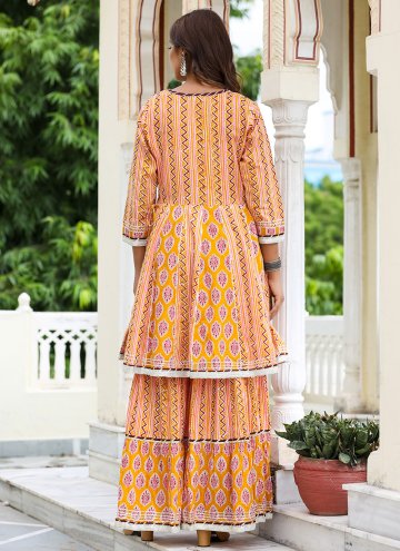 Orange color Cotton  Trendy Salwar Kameez with Lace