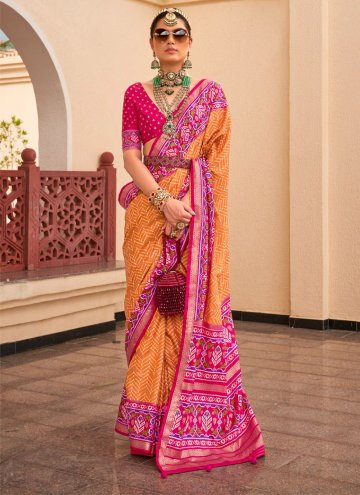 Orange color Silk Designer Traditional Saree with 