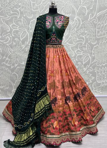 Orange Pure Silk Embroidered Designer Lehenga Choli
