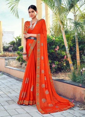 Orange Trendy Saree in Silk with Printed