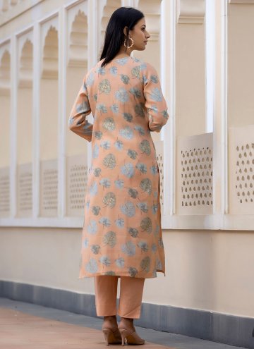 Peach color Sequins Work Silk Salwar Suit