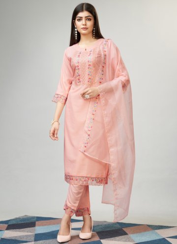 Peach color Viscose Salwar Suit with Embroidered