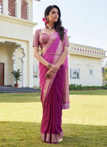 Pink and Wine color Georgette Contemporary Saree w