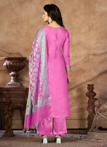 Pink Banarasi Designer Straight Suit