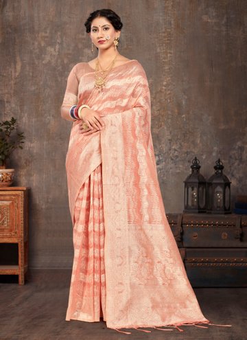 Pink Classic Designer Saree in Cotton  with Fancy 