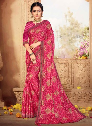 Pink color Chiffon Contemporary Saree with Woven