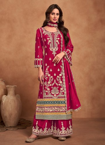 Pink color Chinon Salwar Suit with Embroidered