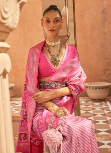 Pink color Patola Silk Designer Saree with Woven