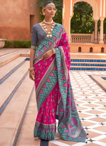 Pink color Patola Silk Trendy Saree with Patola Pr