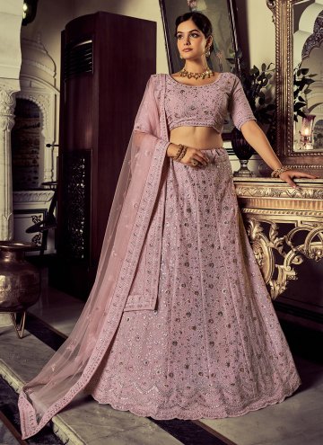 Pink color Sequins Work Net Lehenga Choli