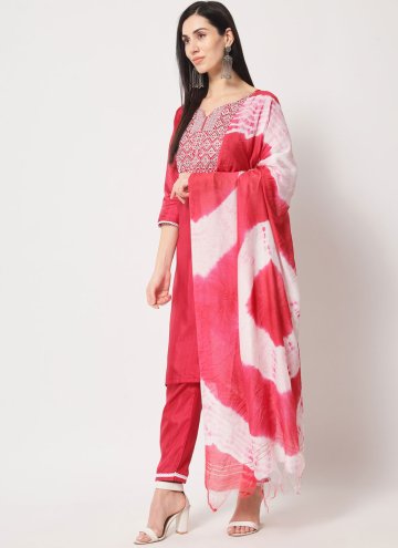Pink color Silk Salwar Suit with Embroidered