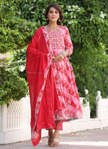 Pink Cotton  Embroidered Salwar Suit for Casual