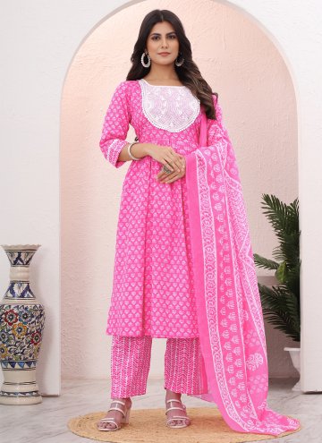 Pink Cotton  Embroidered Trendy Salwar Suit for Casual