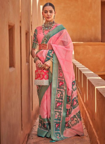 Pink Cotton Silk Border Classic Designer Saree for Ceremonial