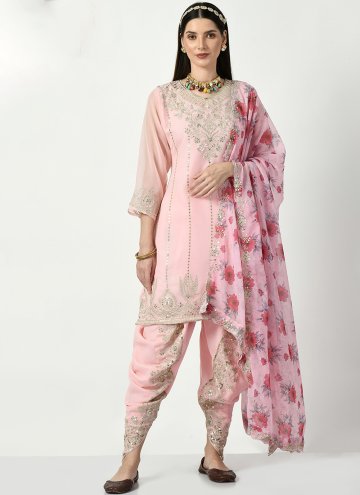 Pink Designer Patiala Salwar Kameez in Faux George