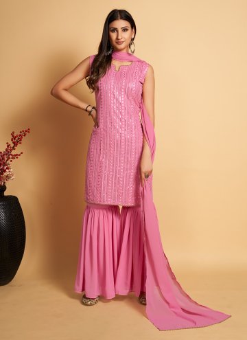 Pink Georgette Sequins Work Designer Salwar Kameez