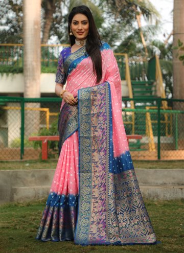 Pink Kanjivaram Silk Woven Bandhani Saree