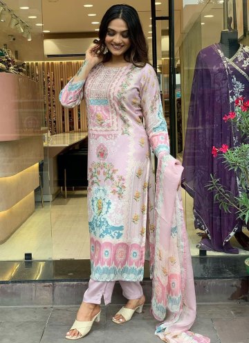 Pink Muslin Digital Print Salwar Suit for Casual