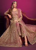 Pink Net Embroidered Floor Length Leyered Salwar Suit - 2