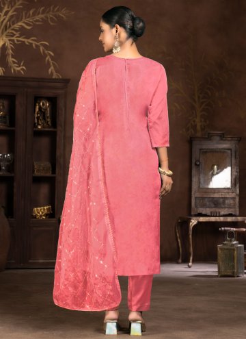 Pink Organza Embroidered Salwar Suit for Ceremonial