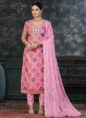 Pink Organza Embroidered Trendy Salwar Suit for Ce