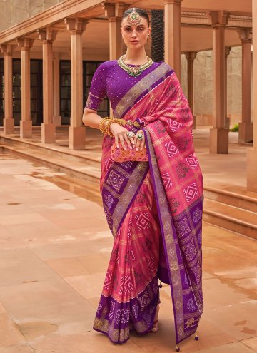 Pink Patola Silk Woven Designer Saree for Ceremonial