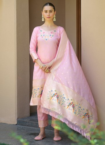 Pink Salwar Suit in Banarasi with Woven