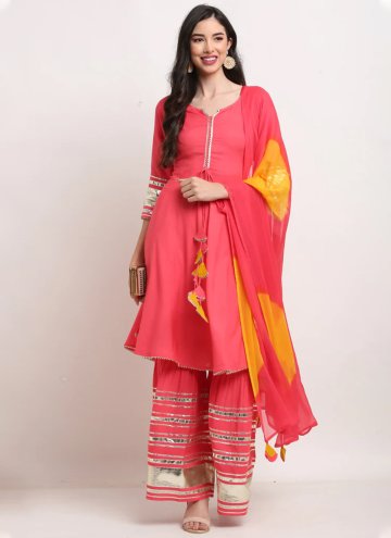 Pink Salwar Suit in Cotton  with Lace