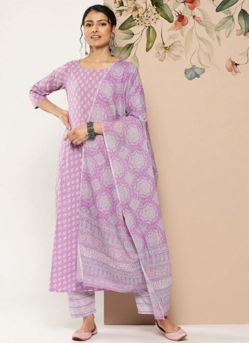 Pink Salwar Suit in Cotton  with Printed