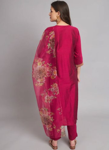 Pink Salwar Suit in Silk with Embroidered