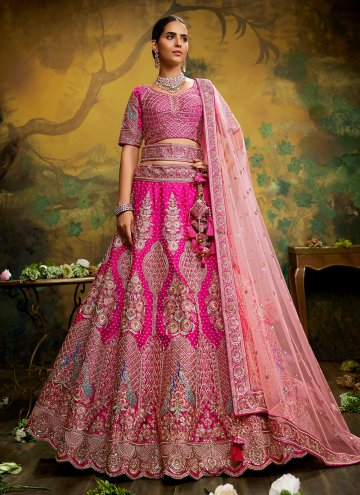 Pink Silk Embroidered Lehenga Choli