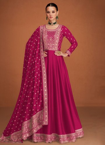 Pink Silk Embroidered Readymade Designer Gown for 